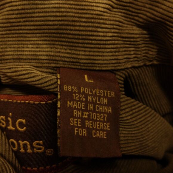 Basic Options corduroy shirt mens L Large olive green button long sleeve - Picture 7 of 8